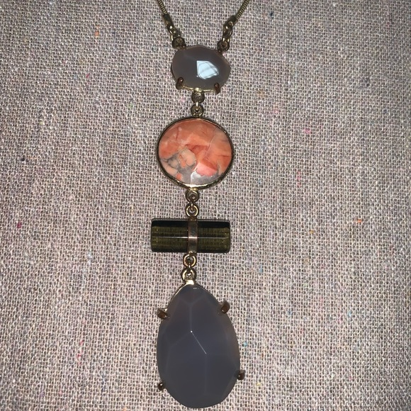 Loft Ann Taylor long necklace natural stone agate - Picture 4 of 4